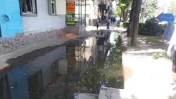 На проспекте Чуй вода из арыка затопила тротуар. Фото и видео