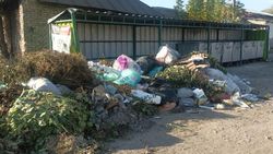 Гора мусора возле мусорки на Куренкеева. Фото