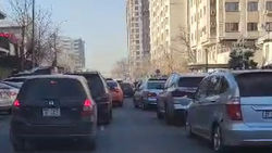 Огромная пробка на улице Токтогула. Видео