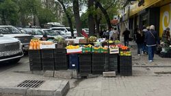 Стихийные торговцы снова заняли тротуар на Токтогула. Фото