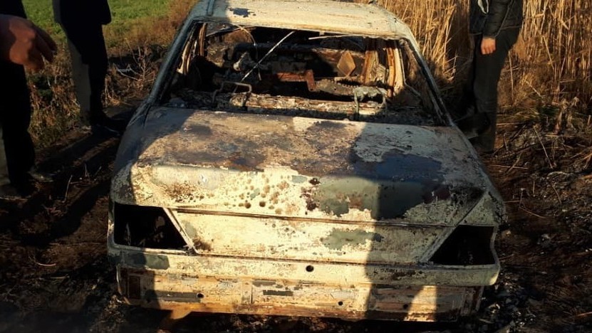 Сгоревшая машина Шамшиева