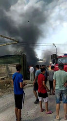 На территории завода в Бишкеке сгорел автобус