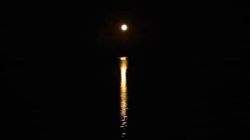 Лунная дорожка на озере Иссык-Куль. Фото из села Бостери