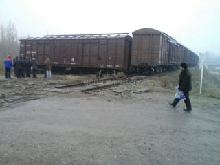 Два вагона сошли с рельсов железной дороги в селе Шамалды-Сай, - читатель <b>(фото)</b>