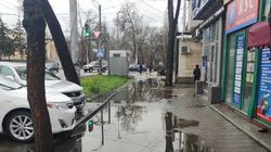 Бишкекчанин жалуется на лужи на тротуаре. Фото