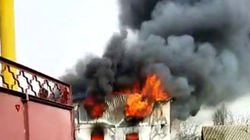 Видео пожара на складе автозапчастей в Маевке