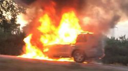 Видео, фото - На объездной дороге сгорел «Лексус»