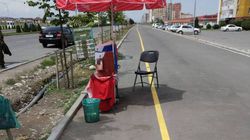 На Ч.Айтматова–Масалиева продавцы «Шоро» продают напитки на велодорожке (фото)