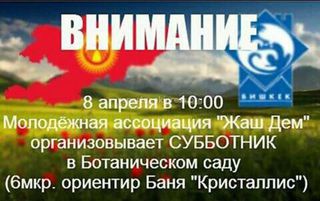 Активисты приглашают жителей Бишкека 8 апреля принять участие в субботнике