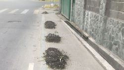 На Шота Руставели–Гагарина вдоль дороги лежат кучи грязи (фото)