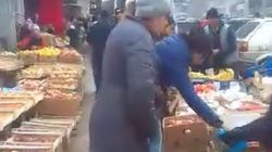 Торговцы оккупировали тротуар на центральной улице в Кызыл-Кие