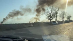 На камышовом поле близ Маевки произошел пожар. Видео