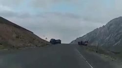 ДТП на трассе Бишкек—Ош. Фура врезалась в гору. Видео с места аварии