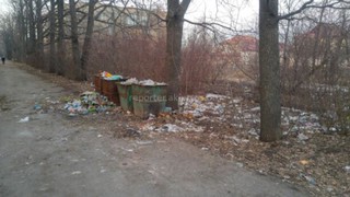 В парке Ататюрка прям на аллее поставили мусорные контейнеры, но их толком не убирают, - читатель (фото)