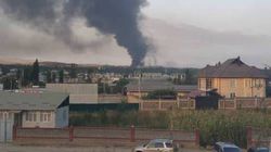 Видео пожара в городе Ош, где сгорели пластиковые трубы в предприятии