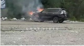 Видео — В Национальном парке «Ала-Арча» сгорела машина