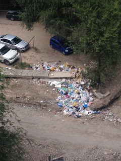 Житель Бишкека просит ликвидировать мусор возле дома №46 в 8 мкр (фото)