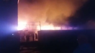 Видео горящего универмага в Таласе