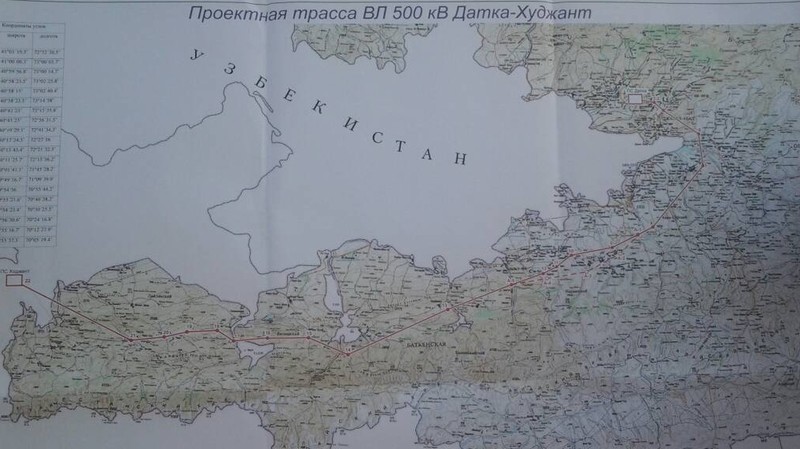 Фото, карта — Где будет строиться ЛЭП Датка—Худжанд — Tazabek