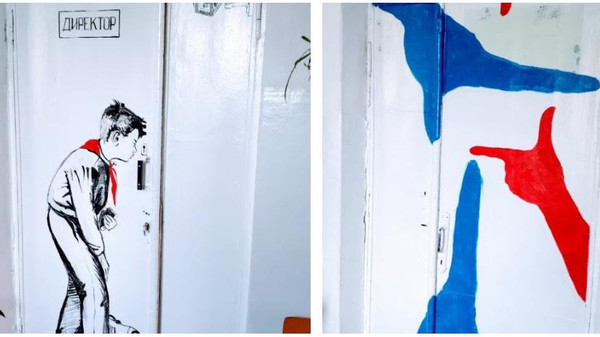В школе им.Кудряшова в Орловке художники разрисовали двери, стены и витражи в рамках проекта «Двери в мир знаний»