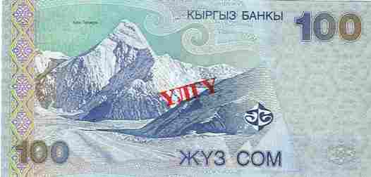 Валюта Кыргызстана - банкнота номиналом 100 сомов образца 2002 года. АКИpress