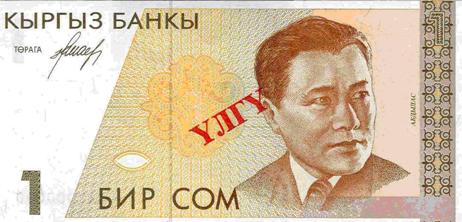 Валюта Кыргызстана - банкнота номиналом 1 сом образца 1994-1995 годов. АКИpress