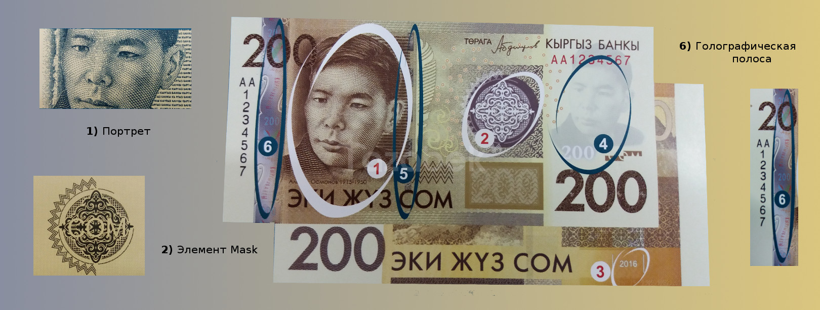 Валюта Кыргызстана - банкнота номиналом 200 сомов образца 2017 года. АКИpress