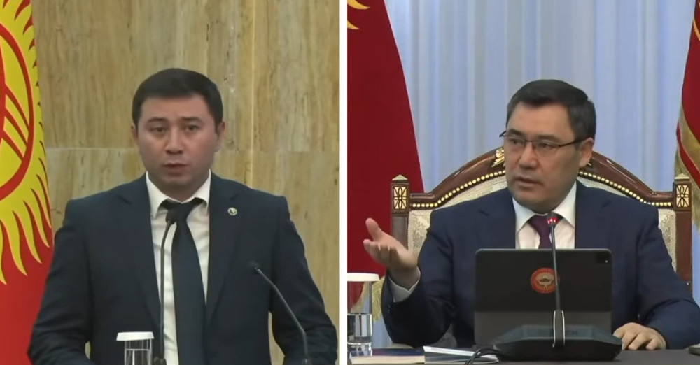Слево-направо: замминистра финансов Руслан Татиков и президент Садыр Жапаров