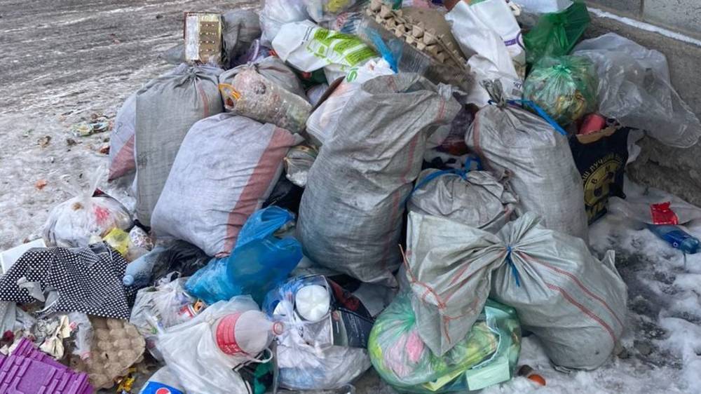 Горы мусора на улицах жилмассива Касым. Фото