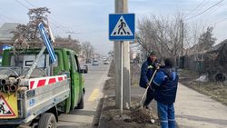«Бишкекасфальтсервис» переустановил знак на Гагарина, который был закрыт столбом. Фото