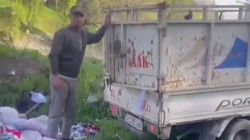 Мужчина на грузовике вывалил швейные отходы и сжег. Видео
