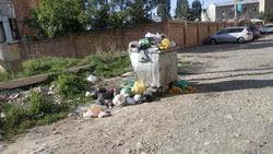 Мешки с мусором у дороги в Кок-Жаре. Фото