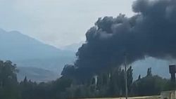 Пожар на нефтебазе в Сокулукском районе. Видео очевидцев