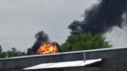 Очевидец снял на видео один из взрывов на нефтебазе в Сокулукском районе