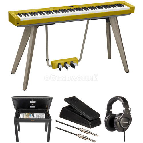 Casio Privia PX-S7000 88-Key Portable Digital Piano Value Kit with Bench, Expression Pedal, and Headphones (Harmonious Mustard)