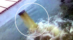 Неизвестные стоки сливаются в озеро Иссык-Куль на пляже одного из пансионатов. Видео