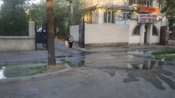 На Тоголок Молдо вода из арыка топит тротуар. Фото