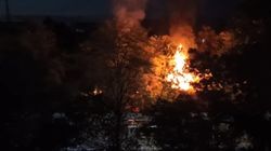 Пожар в котловане на Токтогула-Панфилова. Видео