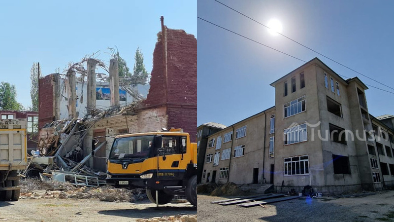 Demolition of dilapidated School-Gymnasium No. 20 underway in Osh city - Vimarsana News