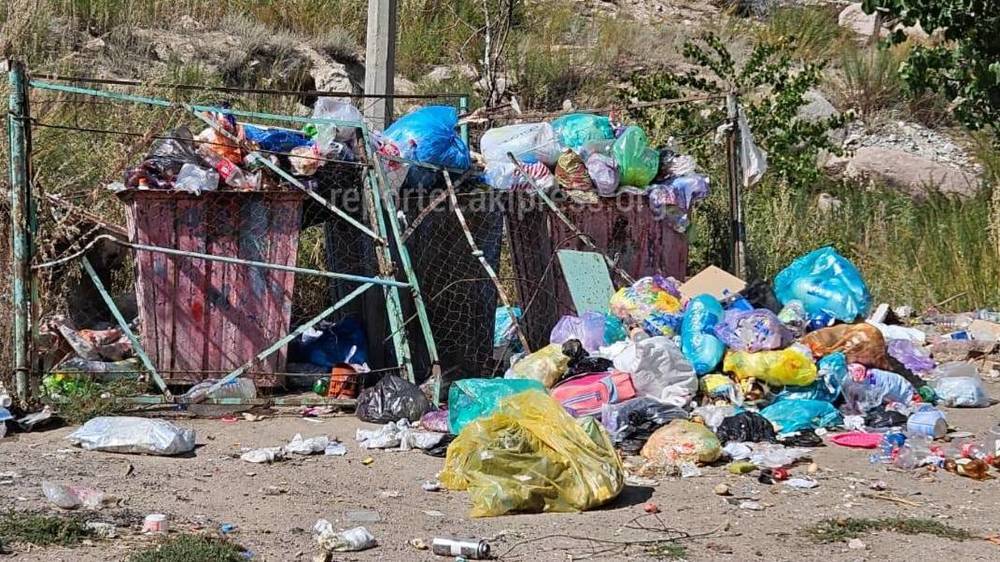 Жители домов напротив «Авроры» жалуются на горы мусора и просят Кум-Бельский айыл окмоту вынести мусорные банки за пределы двора