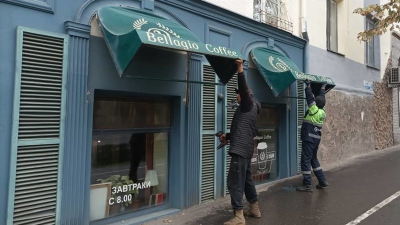 Awnings of Bellagio Coffee cafe in Bishkek dismantled - Vimarsana News