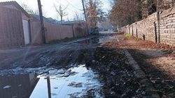 Дорогу по ул.Асанова засыпали грунтом и кирпичами. Фото