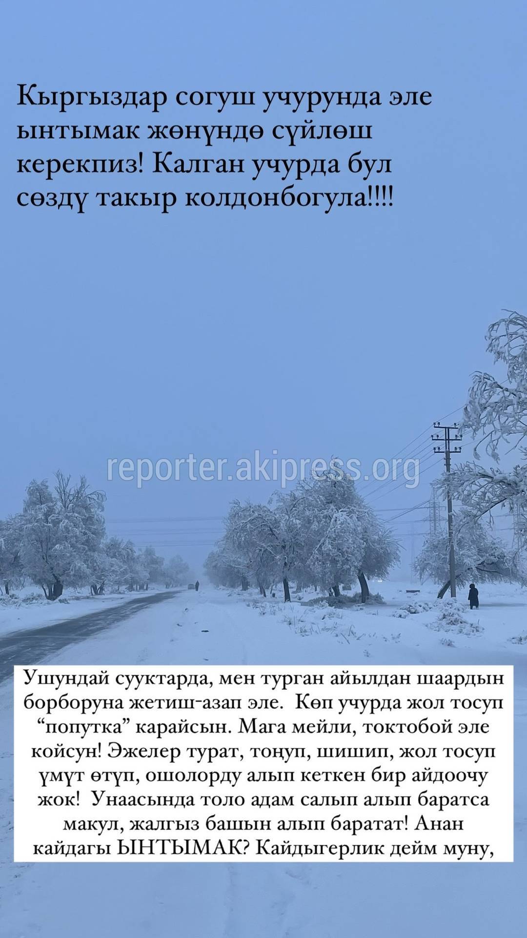 Читатель просит водителей подвозить женщин и стариков в холода