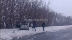 Видео — На объездной дороге в Сокулукском районе страшный гололед
