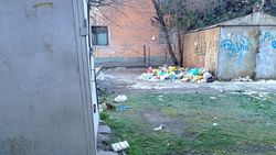 Рядом с гаражами на ул.Токтогула образовалась свалка мусора. Фото