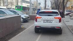Водители продолжают ездить по тротуару на Айтматова. Фото