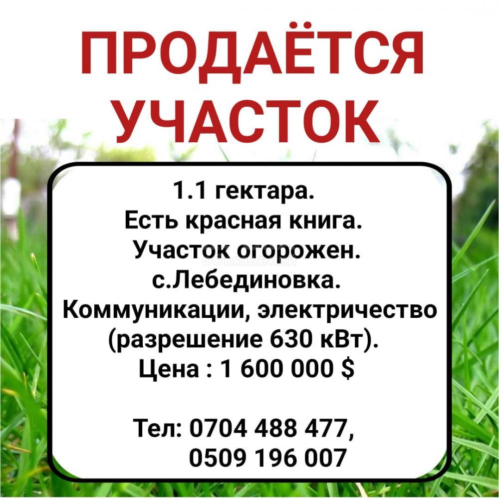 Продается участок 1.1 гектара, с.Лебединовка