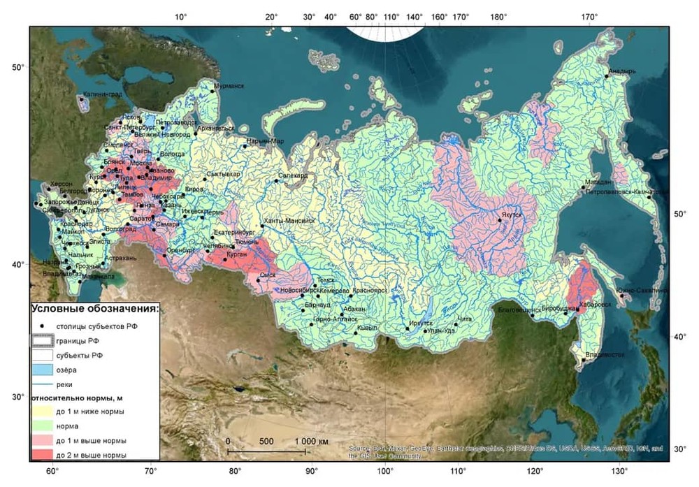 Прогноз максимальных уровней воды весеннего половодья на реках РФ в 2024 году