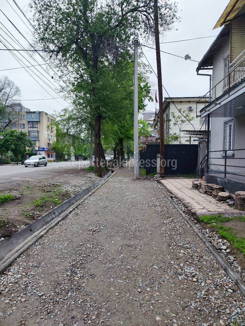 Будут ли передвигать столб посреди тротуара на ул.Токтогула? Фото горожанина