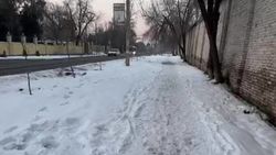 «Тазалык» ночью очистил тротуар на Абая от снега. Видео мэрии